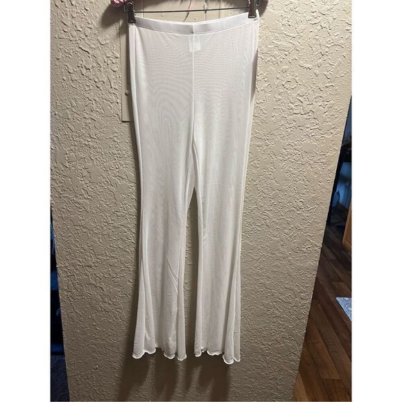 Wild Fable White Mesh Flare Cover Up Pants Woman’s Size XS NEW - Picture 1 of 6